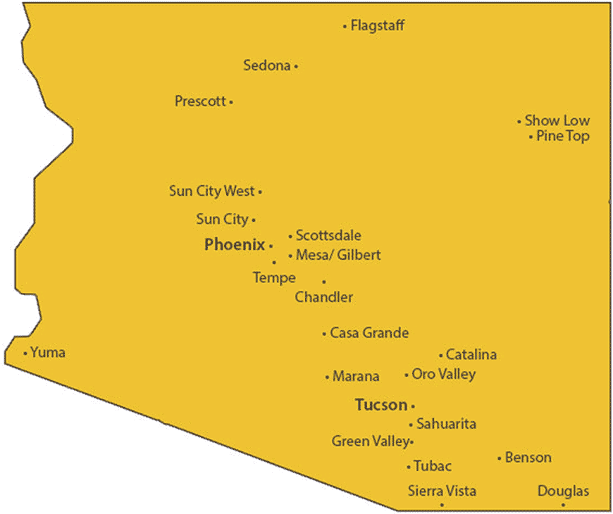 亚利桑那州的社区地图