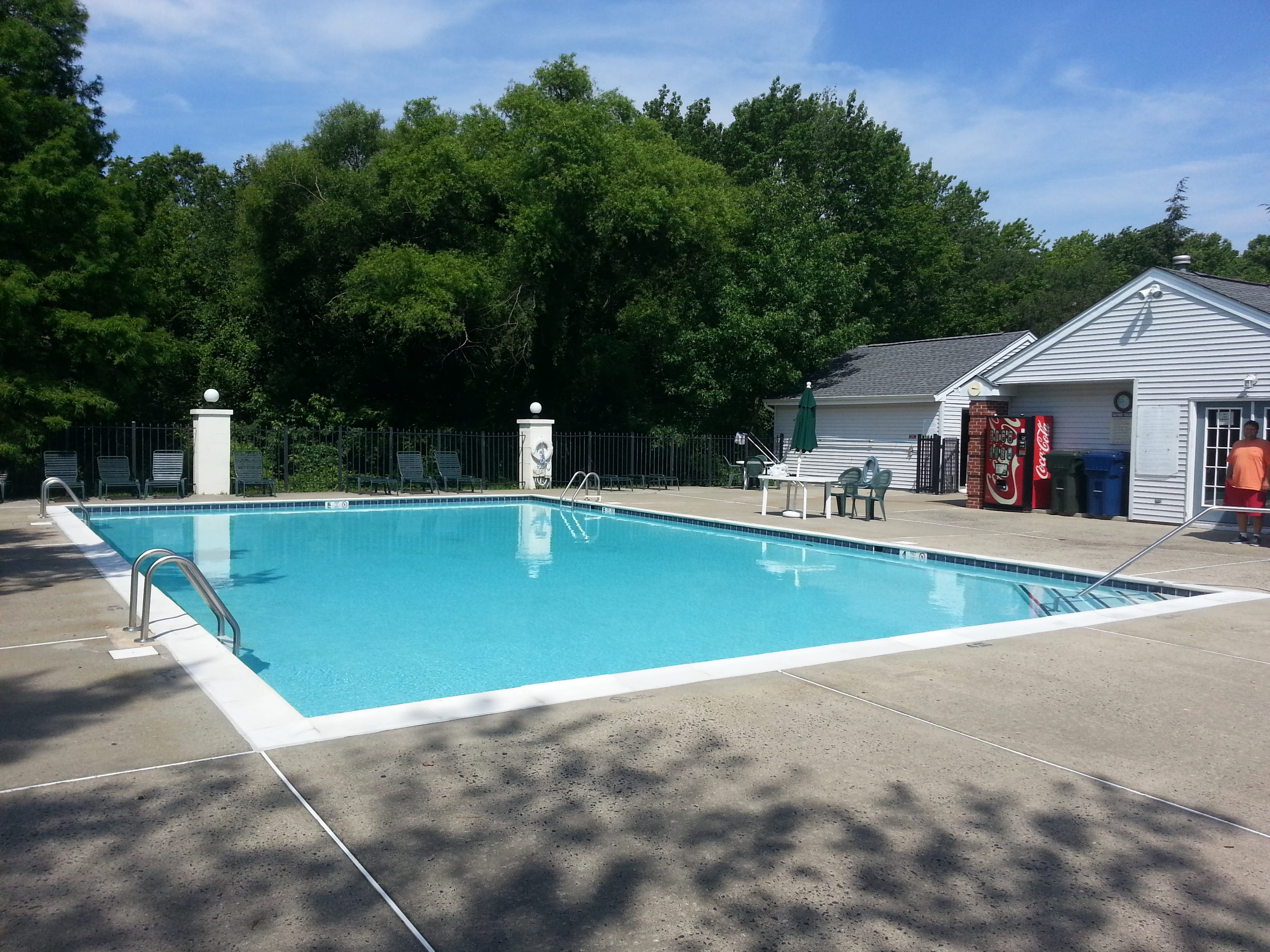 Among the amenities at the Villas at Poplar Brook is this sparking pool plus a clubhouse.